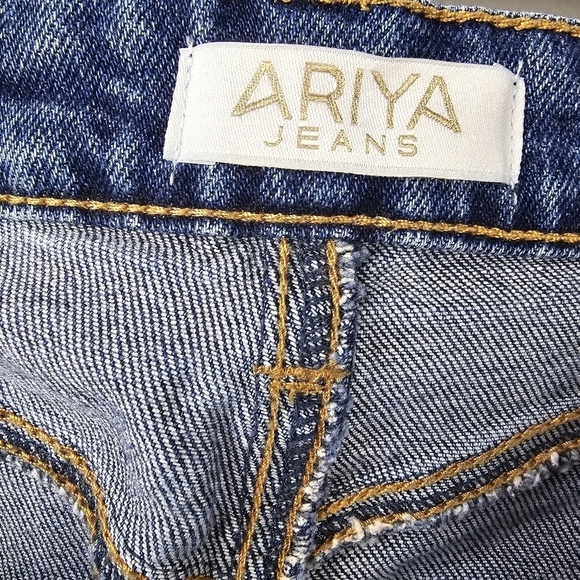 ARIYA Denim Distressed Flared Bell Bottom Jeans Boho Cowgirl Blue Women Size 11 - Picture 10 of 13